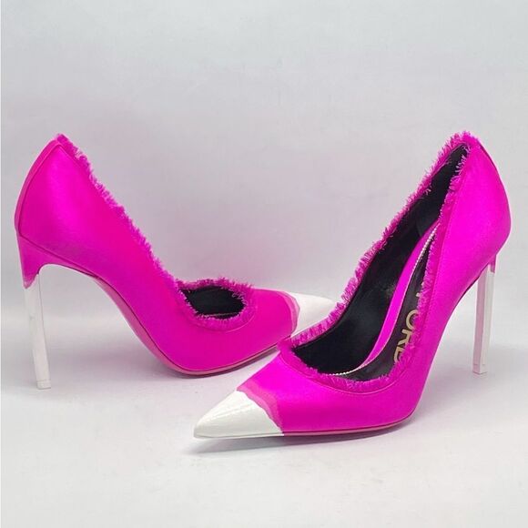 Tom Ford Frayed Dégradé Satin Pumps Pink size 38 - Picture 8 of 16